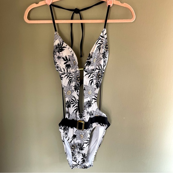Y2k Belted One Piece Floral Bikini - Picture 1 of 4